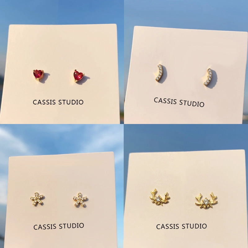 Wholesale Petite Gold Crown 925 Sterling Silver Earrings