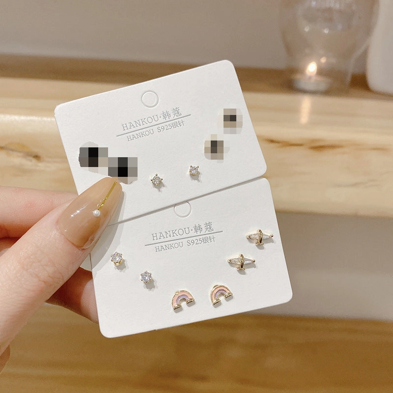 Wholesale Petite Zircon Copper Earrings Set