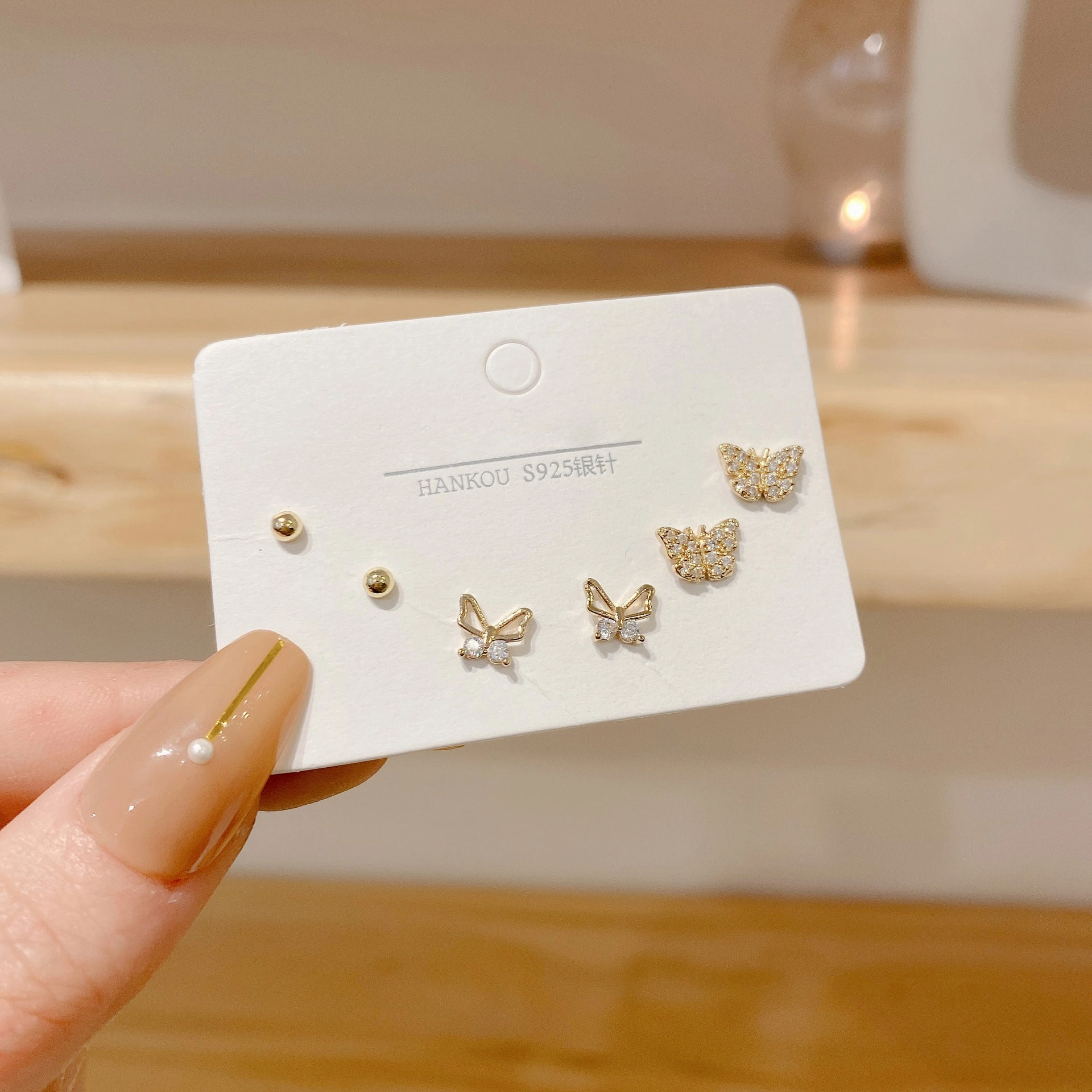 Wholesale Petite Zircon Copper Earrings Set