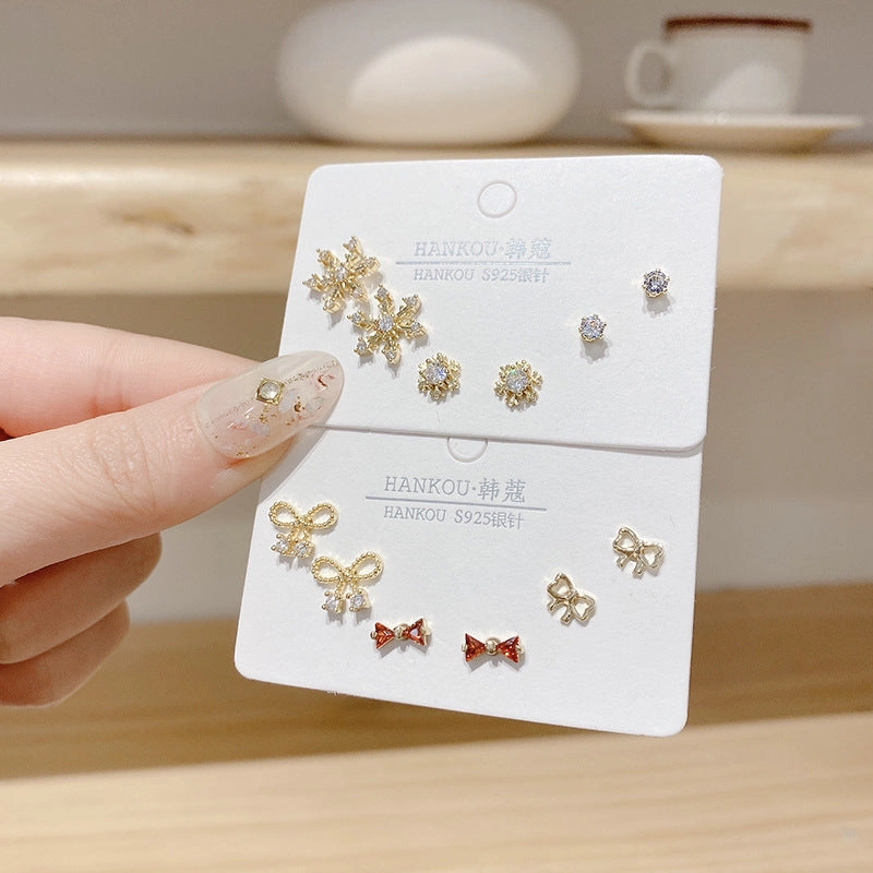 Wholesale Petite Zircon Copper Earrings Set