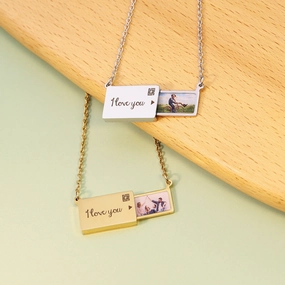 Wholesale Photo Envelopes English Collarbone Stainless Steel Necklace