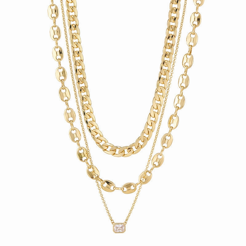 Wholesale Pig Nose Chain Zircon Multi-row Stacking Set Chain