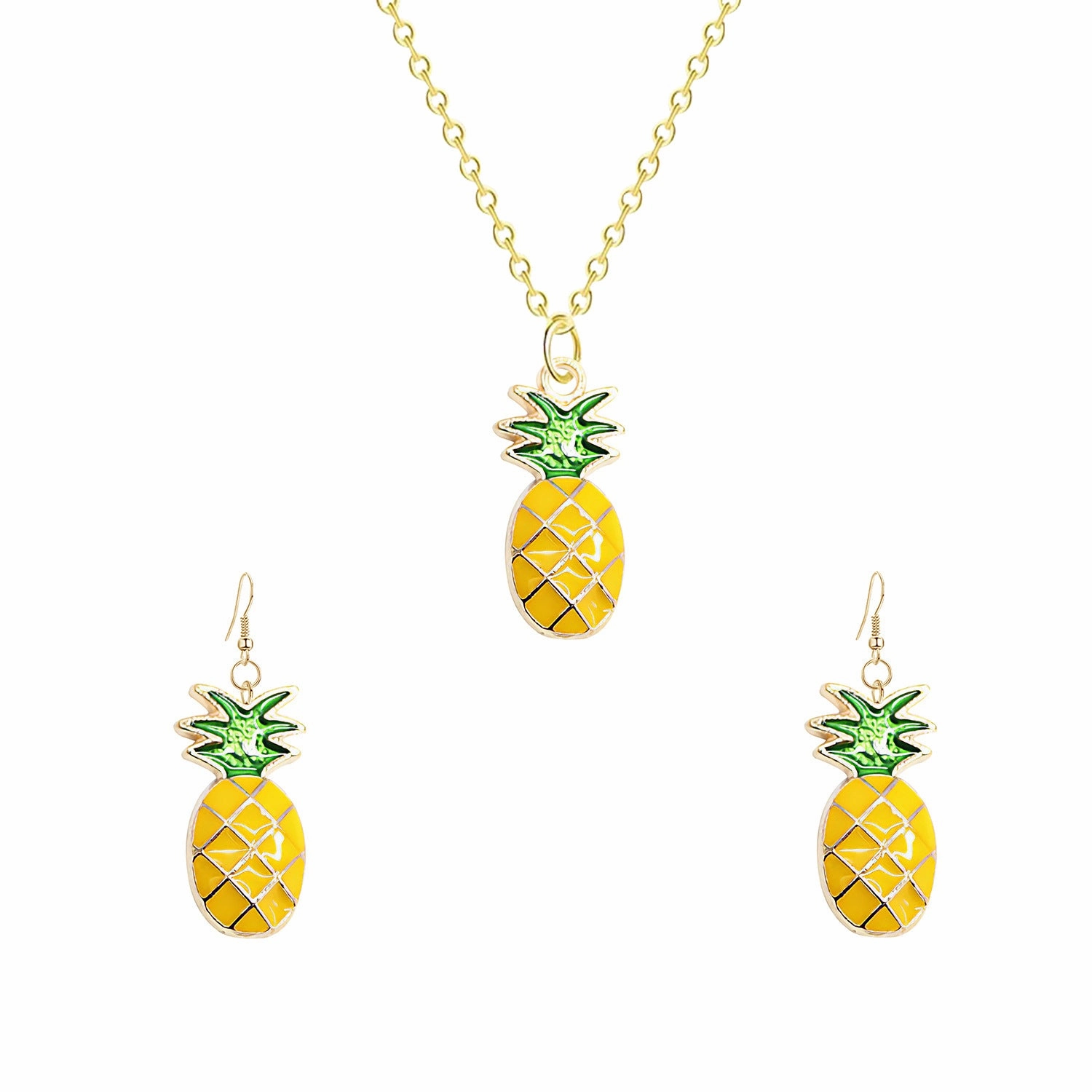 Wholesale Pineapple Metal Necklace Earrings Set