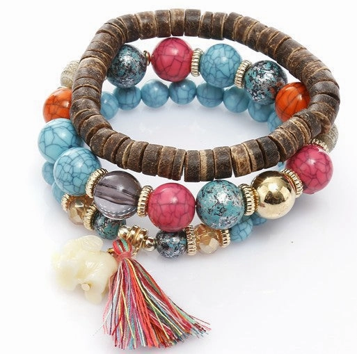 Wholesale Pinestone Wood Leather Bracelet