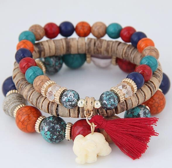 Wholesale Pinestone Wood Leather Bracelet