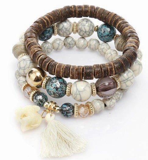 Wholesale Pinestone Wood Leather Bracelet