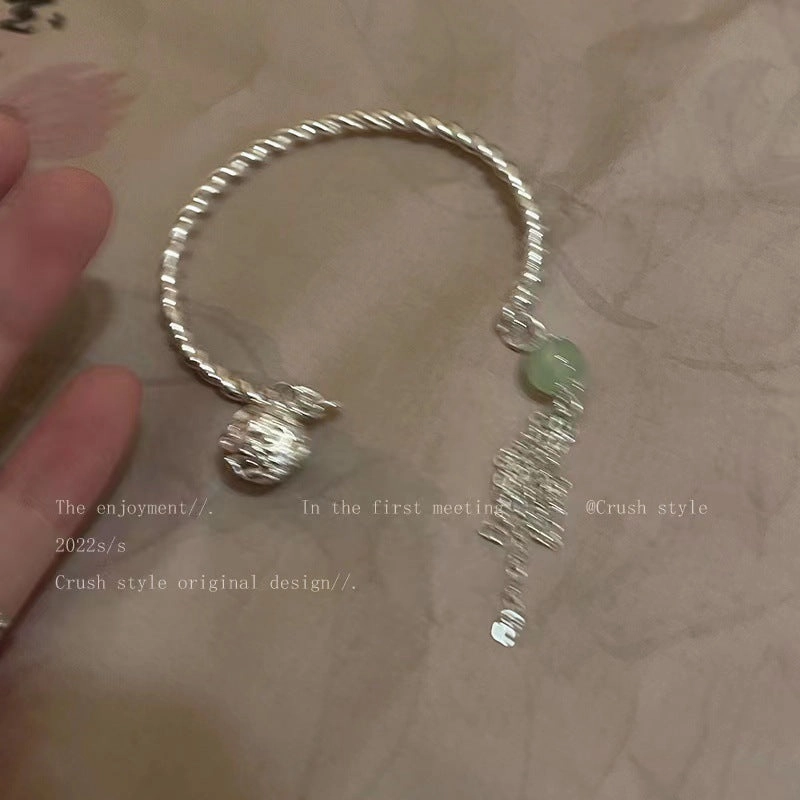Wholesale Ping An Buckle Imitation Hetian Jade Crystal Beaded Flower Bracelet