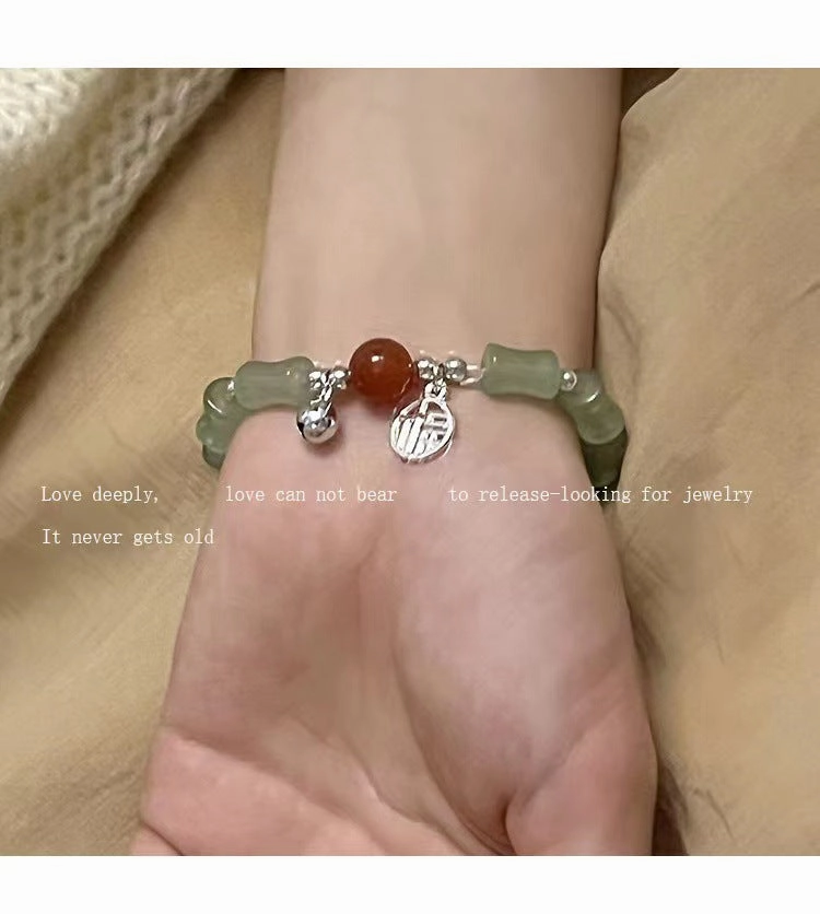 Wholesale Ping An Buckle Imitation Hetian Jade Crystal Beaded Flower Bracelet