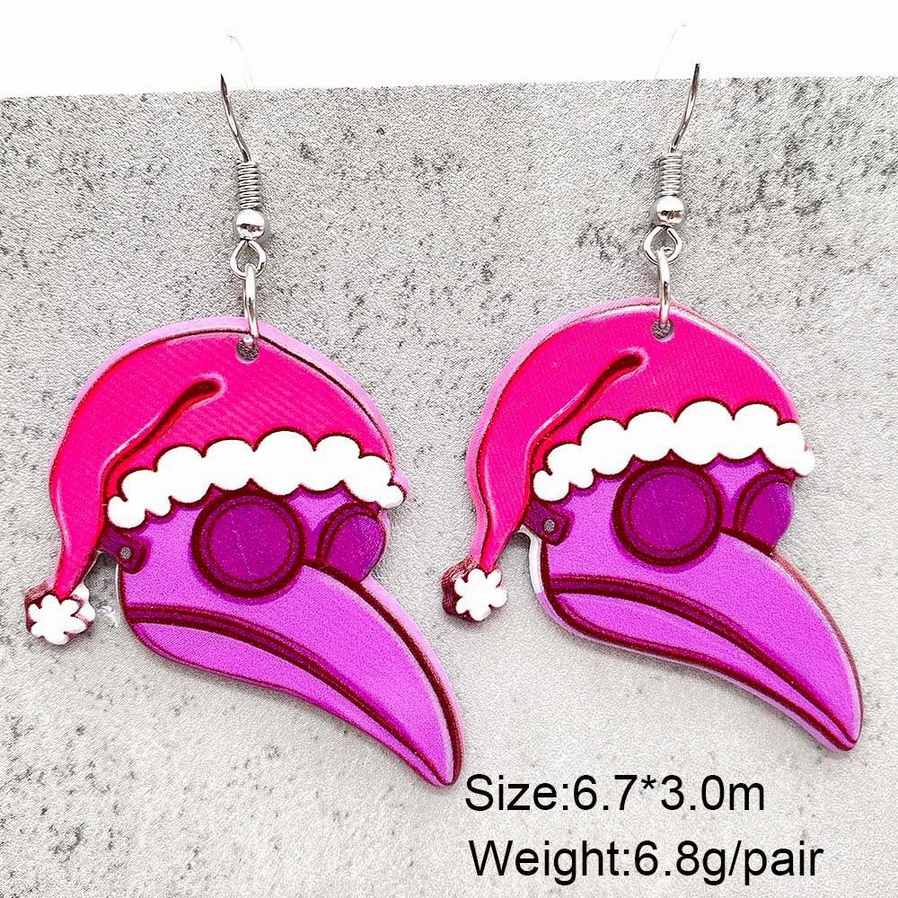 Wholesale Pink Christmas Playing Cards Santa Claus Double Sided Acrylic Earrings