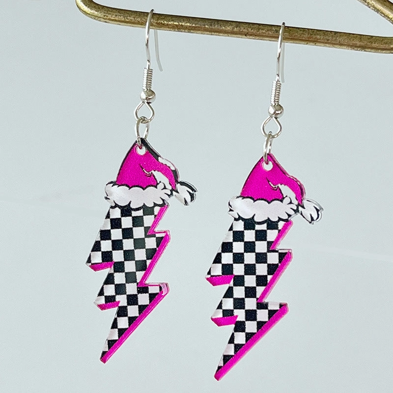 Wholesale Pink Christmas Santa Claus Christmas Tree Football Vintage Acrylic Earrings