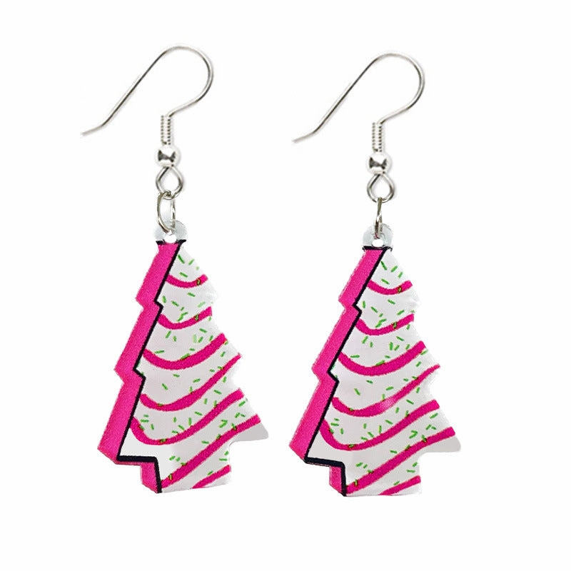 Wholesale Pink Christmas Santa Claus Christmas Tree Football Vintage Acrylic Earrings