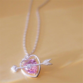 Wholesale Pink Heart Gemstone Copper Necklaces