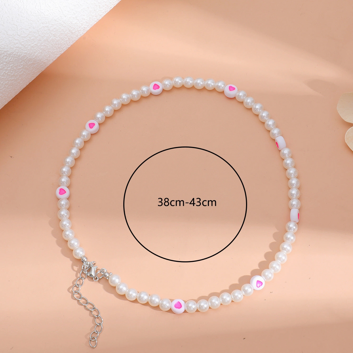 Wholesale Pink Heart Pearl Necklace