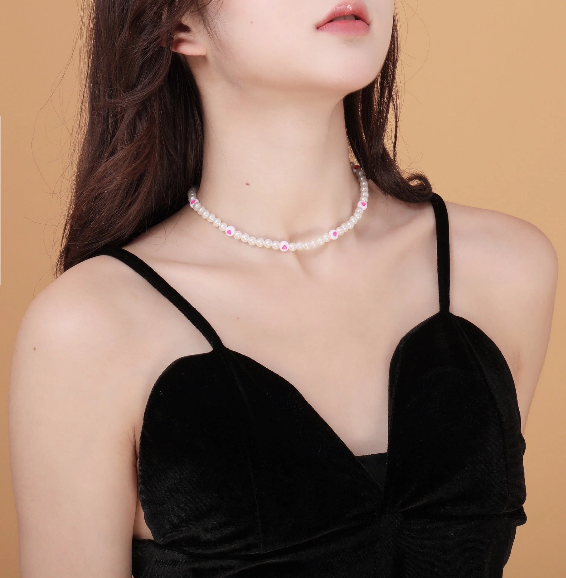 Wholesale Pink Heart Pearl Necklace