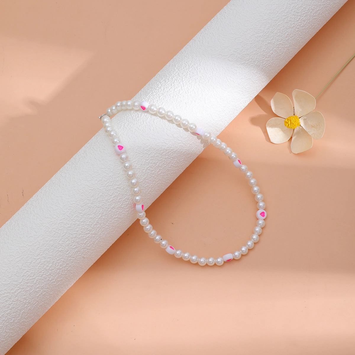 Wholesale Pink Heart Pearl Necklace