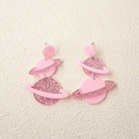 Wholesale Pink Planet Acrylic Earrings