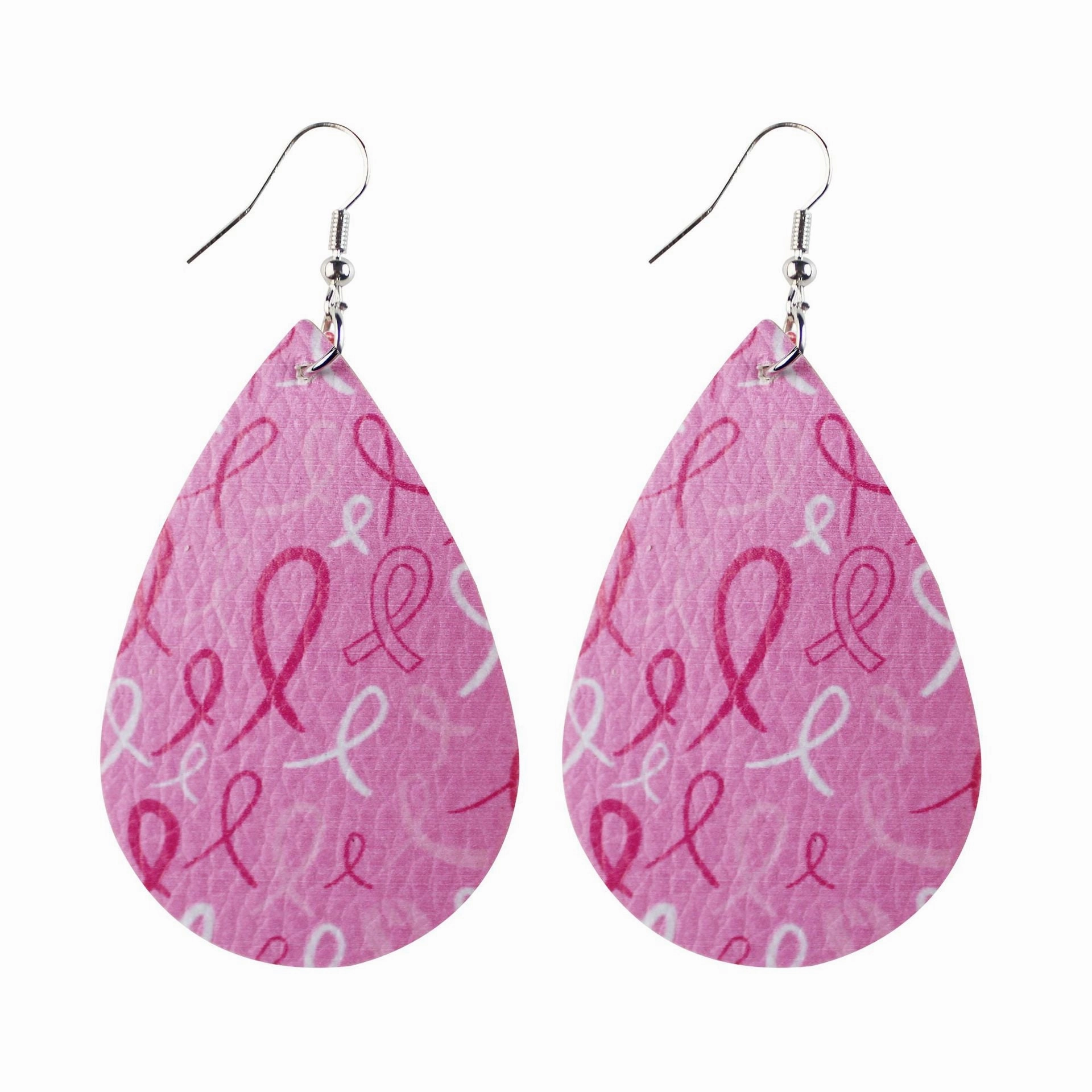 Wholesale Pink Ribbon Leather Earrings