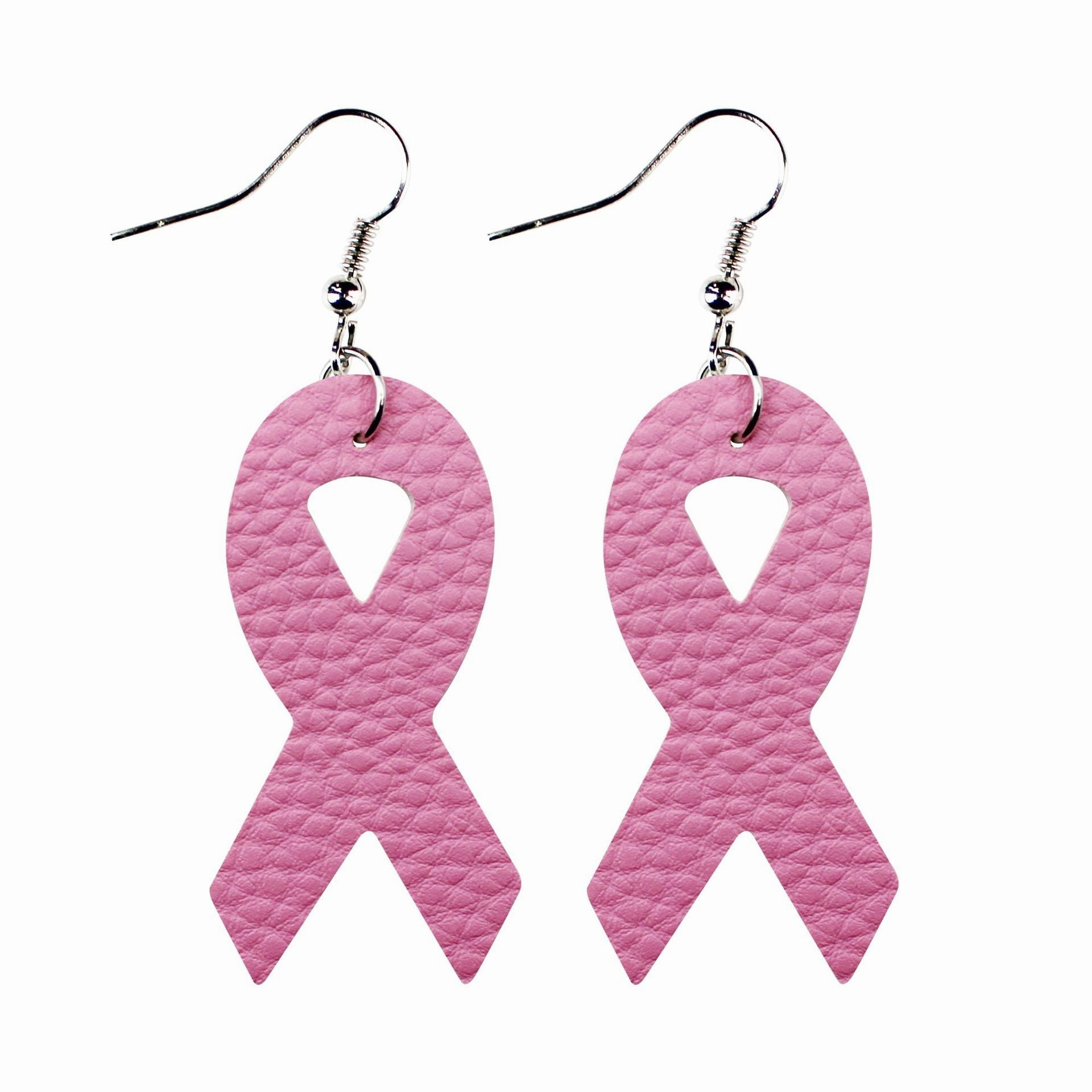 Wholesale Pink Ribbon Leather Earrings
