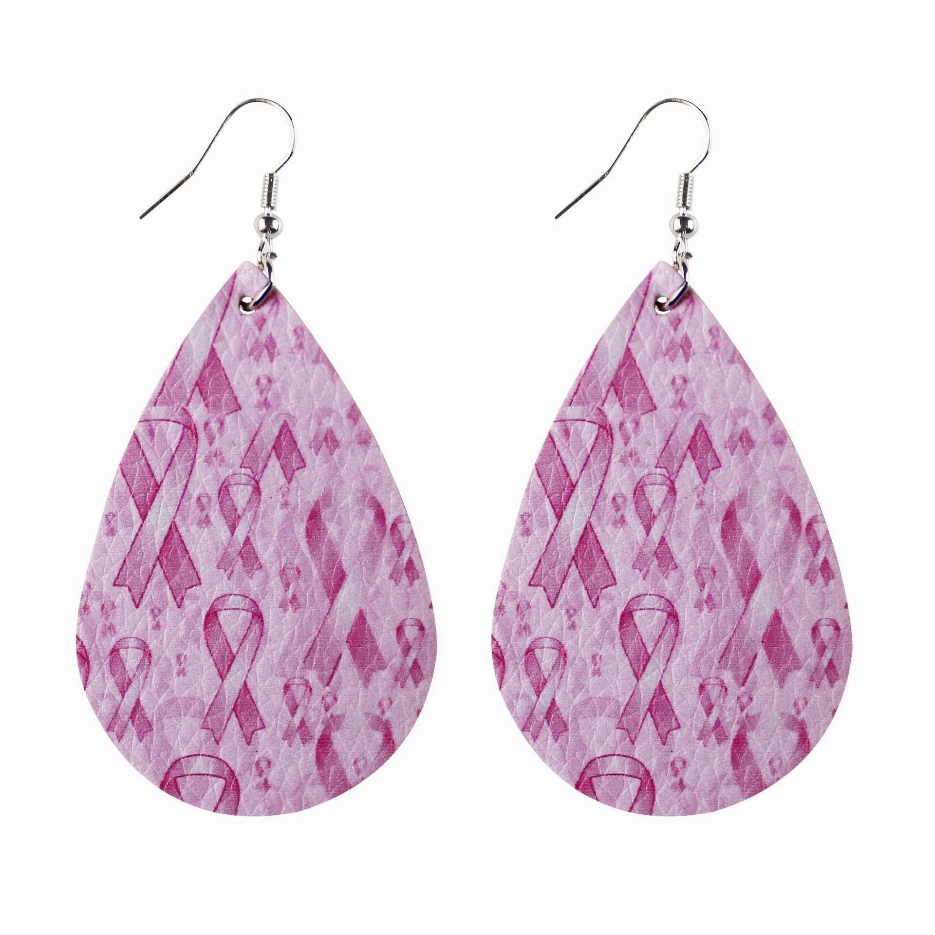 Wholesale Pink Ribbon Leather Earrings