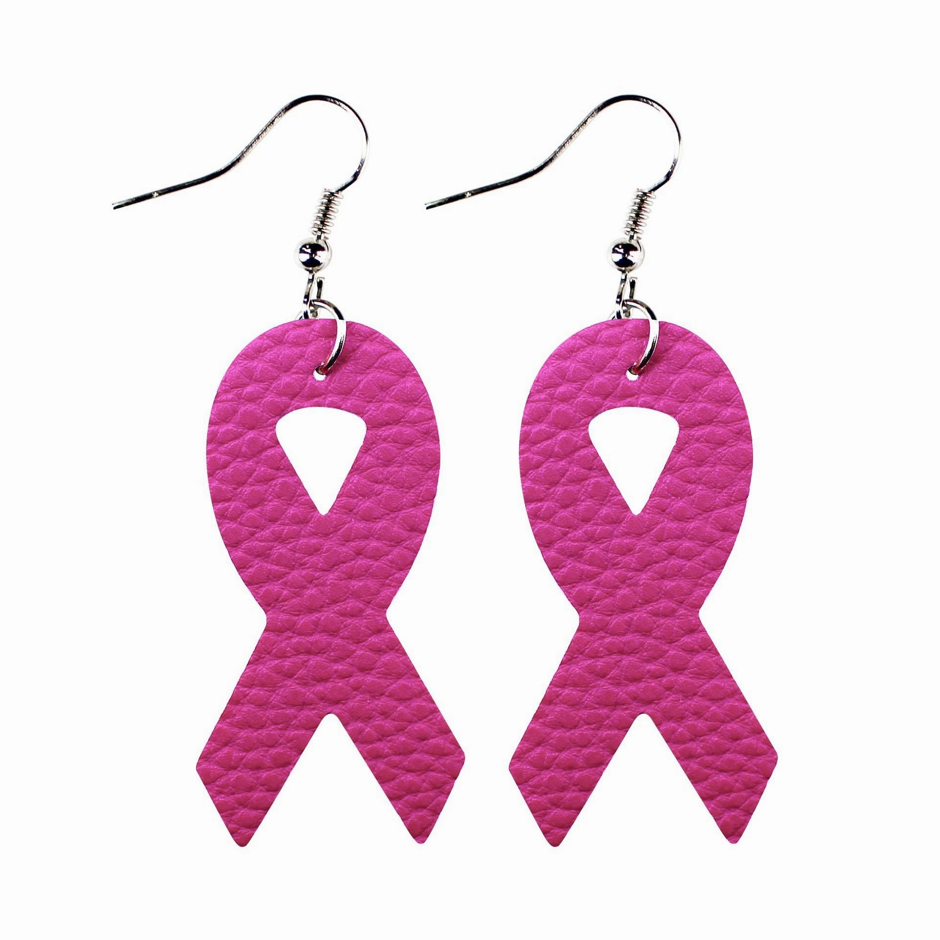 Wholesale Pink Ribbon Leather Earrings