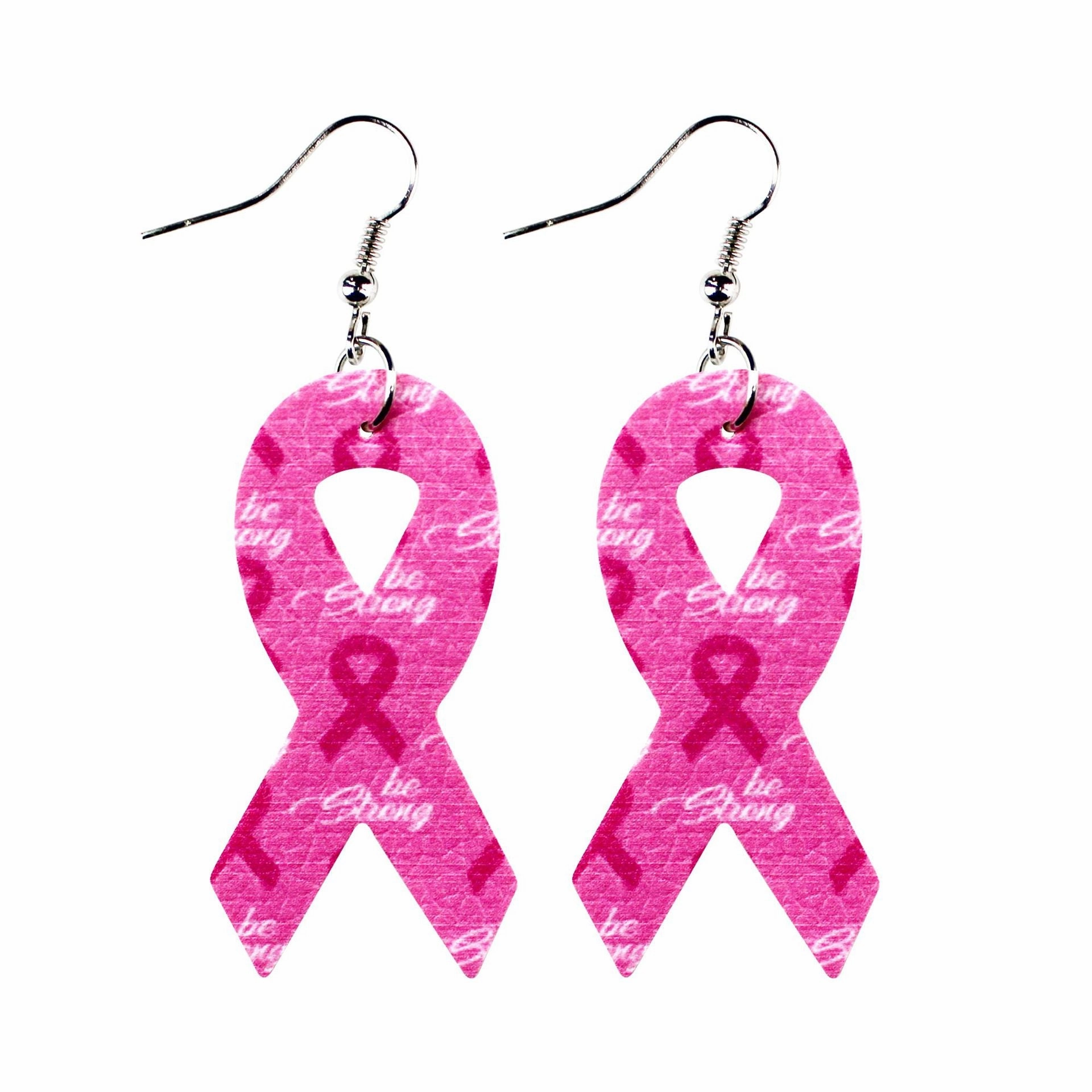 Wholesale Pink Ribbon Leather Earrings