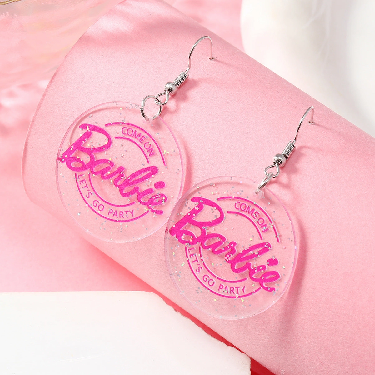 Wholesale Pink Series Hat Love Apple Acrylic Earrings