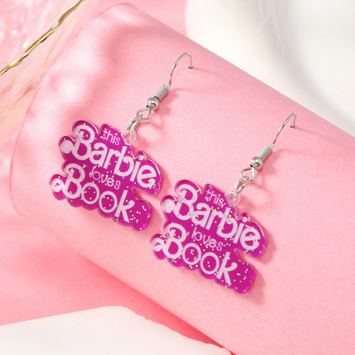 Wholesale Pink Series Hat Love Apple Acrylic Earrings