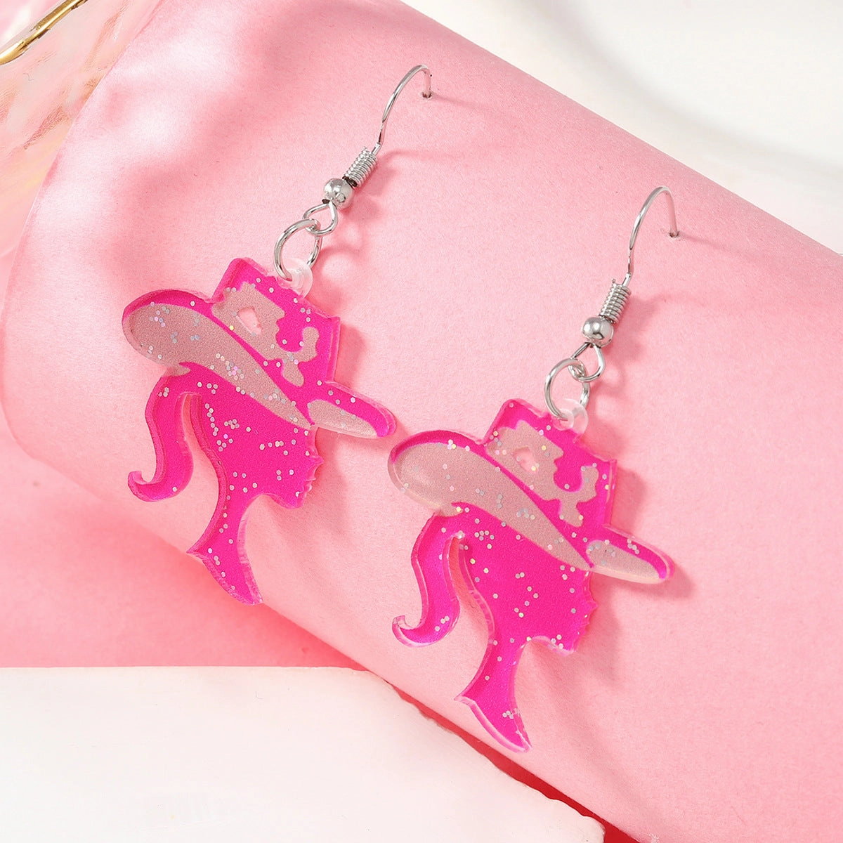 Wholesale Pink Series Hat Love Apple Acrylic Earrings