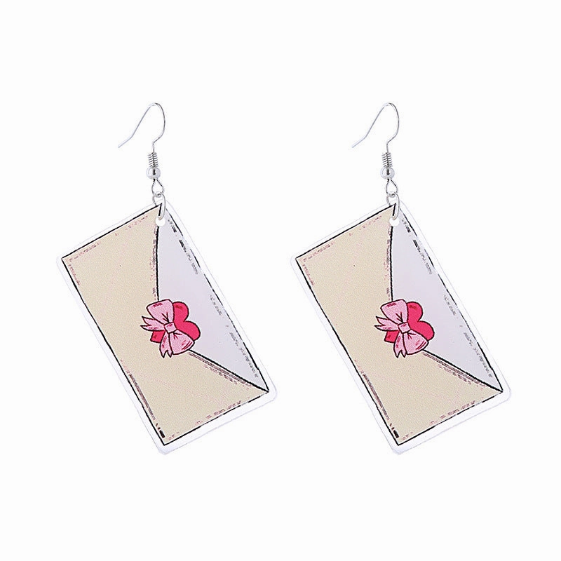 Wholesale Pink Valentine's Day Cat Envelope Double Sided Acrylic Earrings