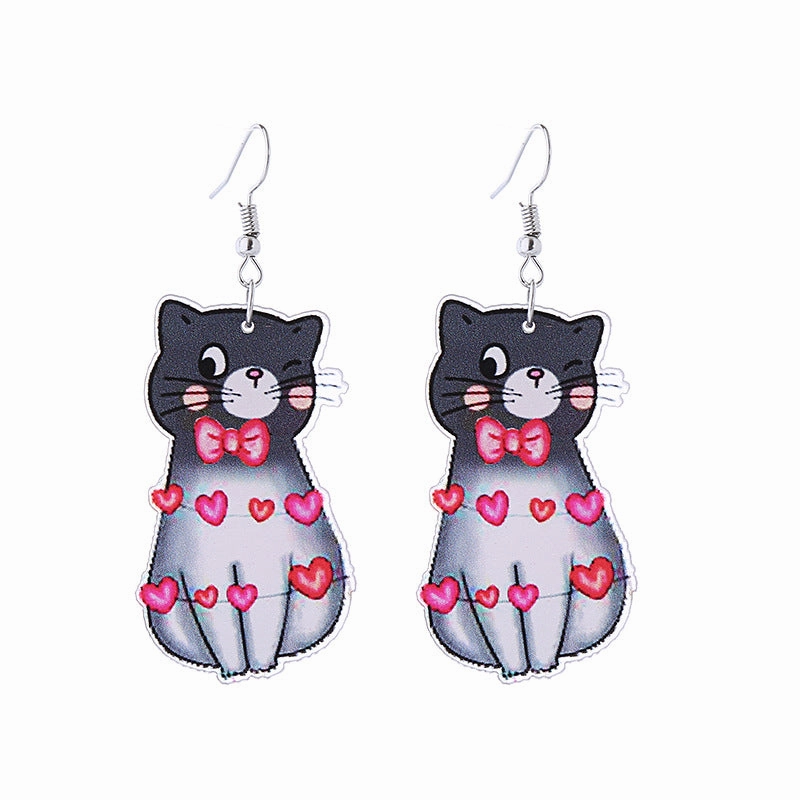 Wholesale Pink Valentine's Day Cat Envelope Double Sided Acrylic Earrings