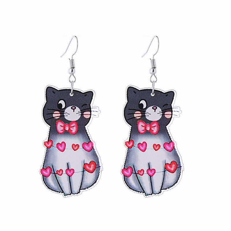 Wholesale Pink Valentine's Day Cat Envelope Double Sided Acrylic Earrings