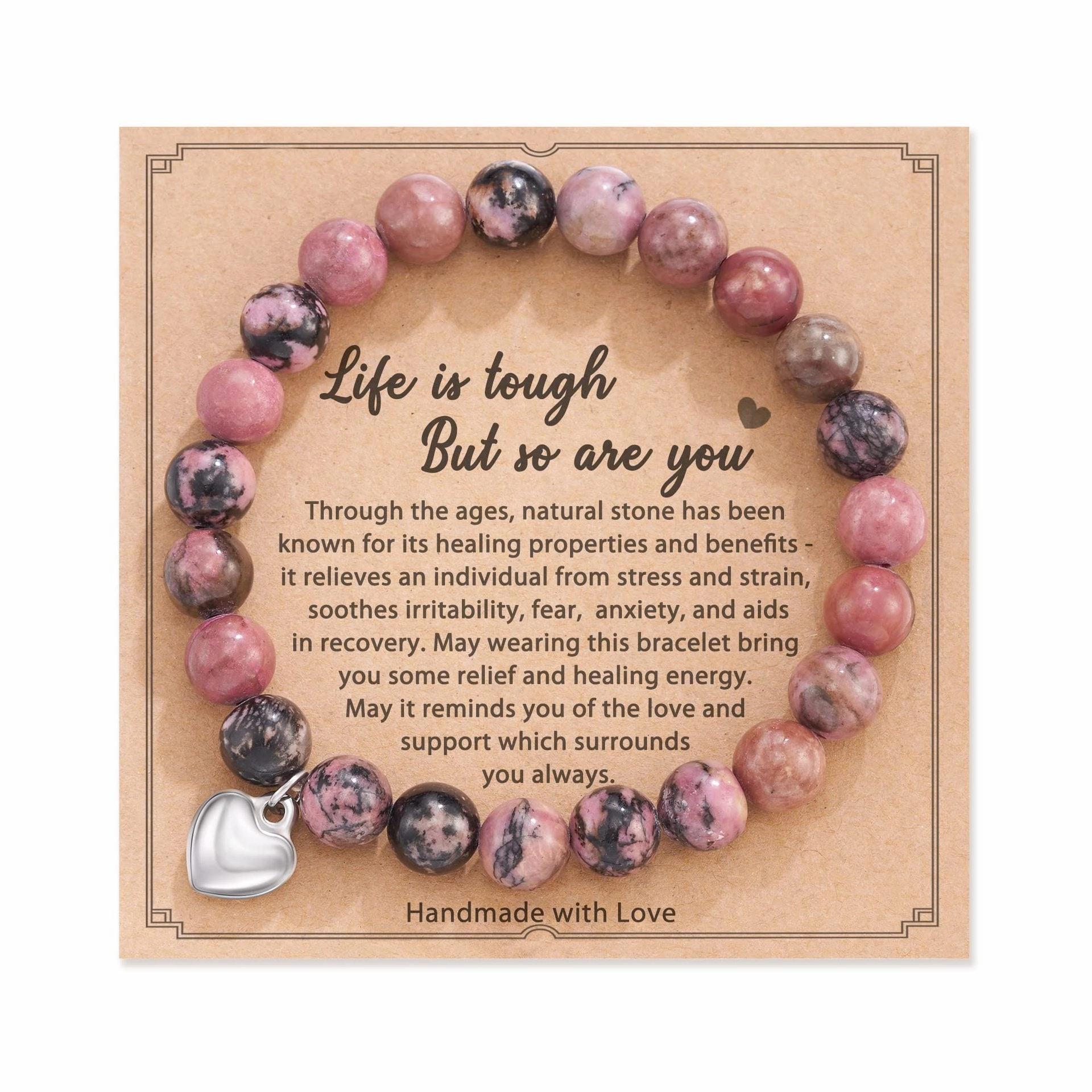 Wholesale Pink Zebra Heart Pendant Bracelet