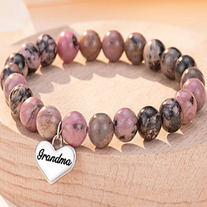 Wholesale Pink Zebra Heart Pendant Handmade Beaded Bracelet