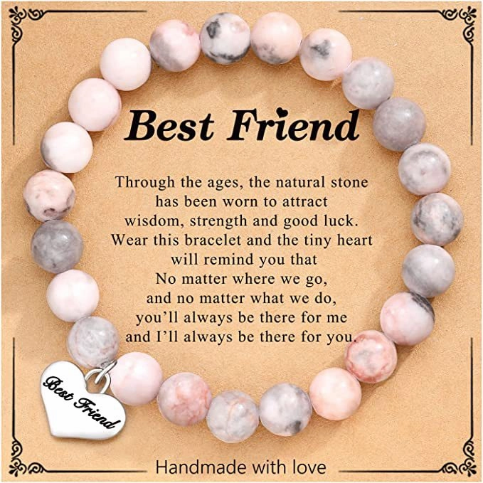 Wholesale Pink Zebra Heart Pendant Handmade Beaded Bracelet