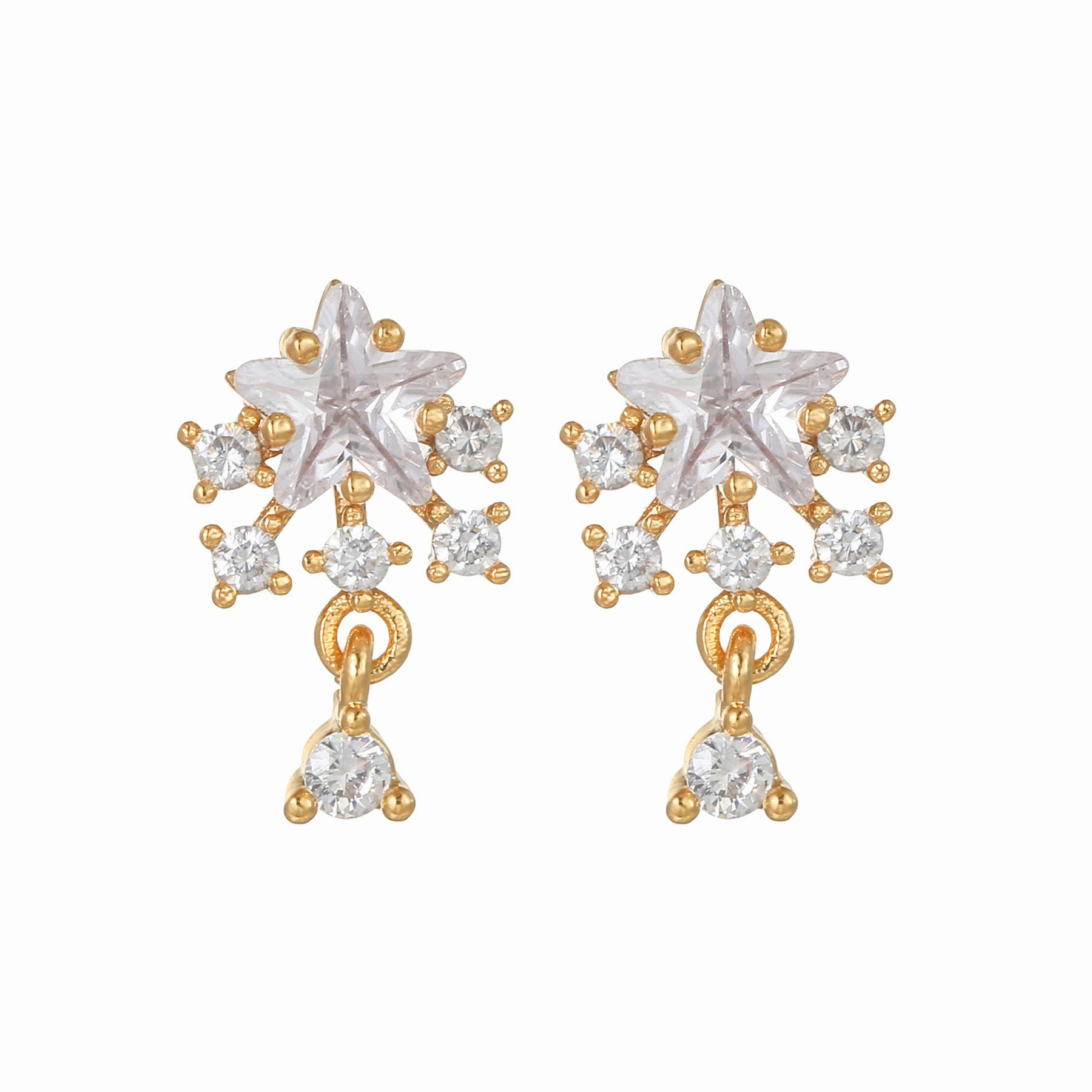 Wholesale Pink Zircon Heart 18k Earrings Copper