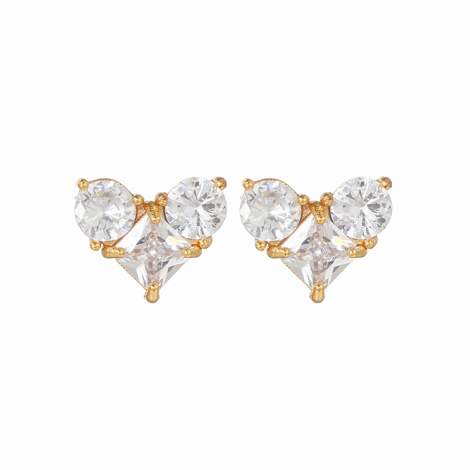 Wholesale Pink Zircon Heart 18k Earrings Copper
