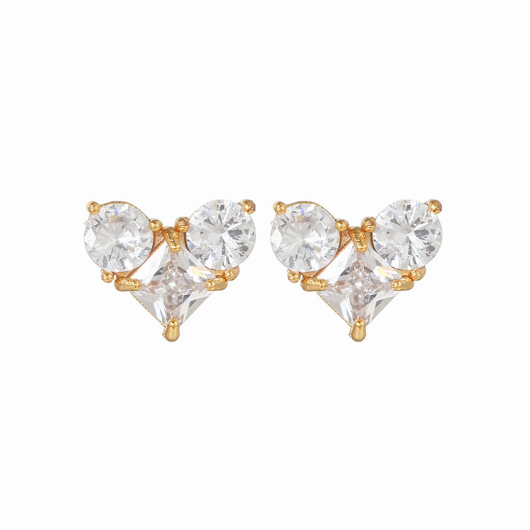 Wholesale Pink Zircon Heart 18k Earrings Copper