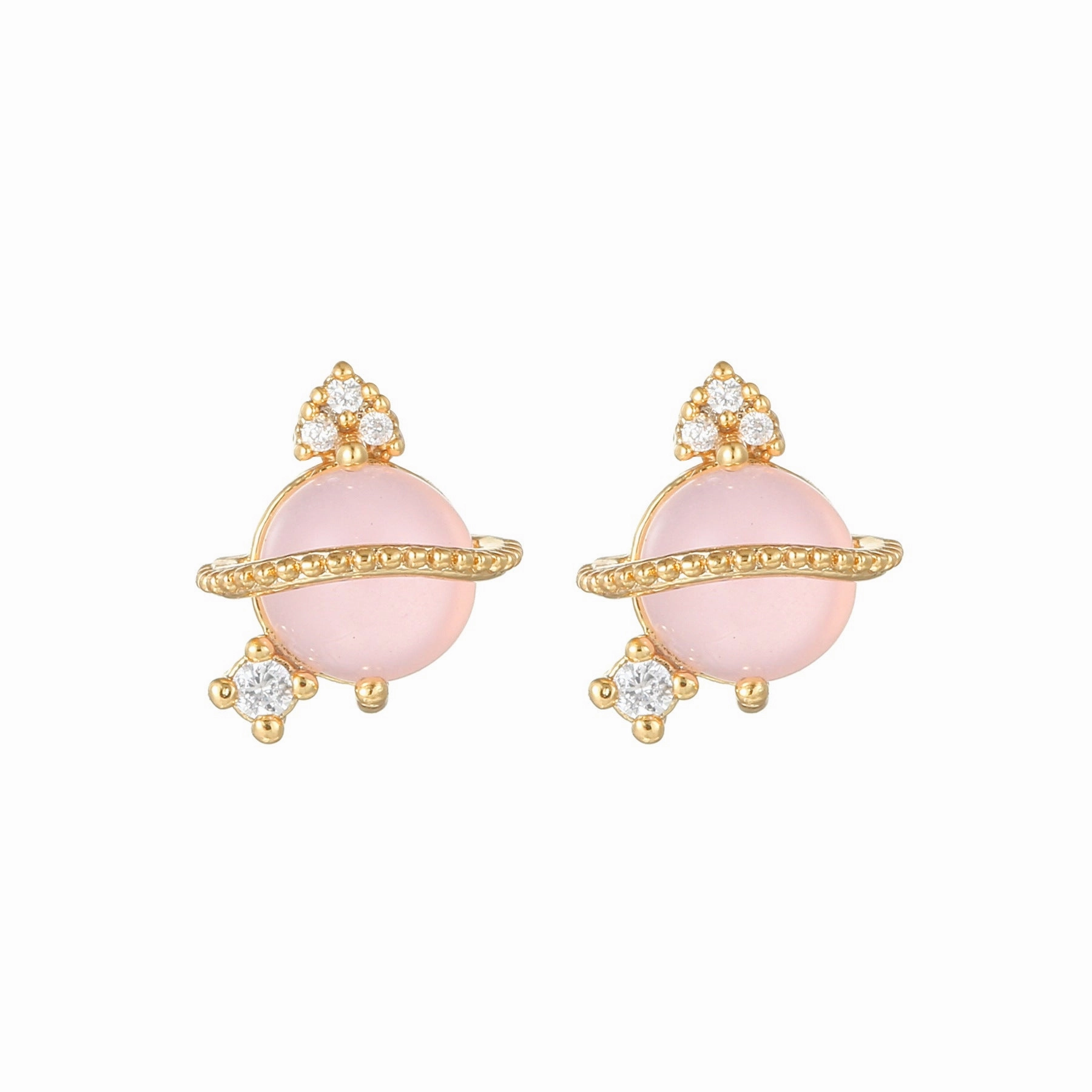 Wholesale Pink Zircon Heart 18k Earrings Copper