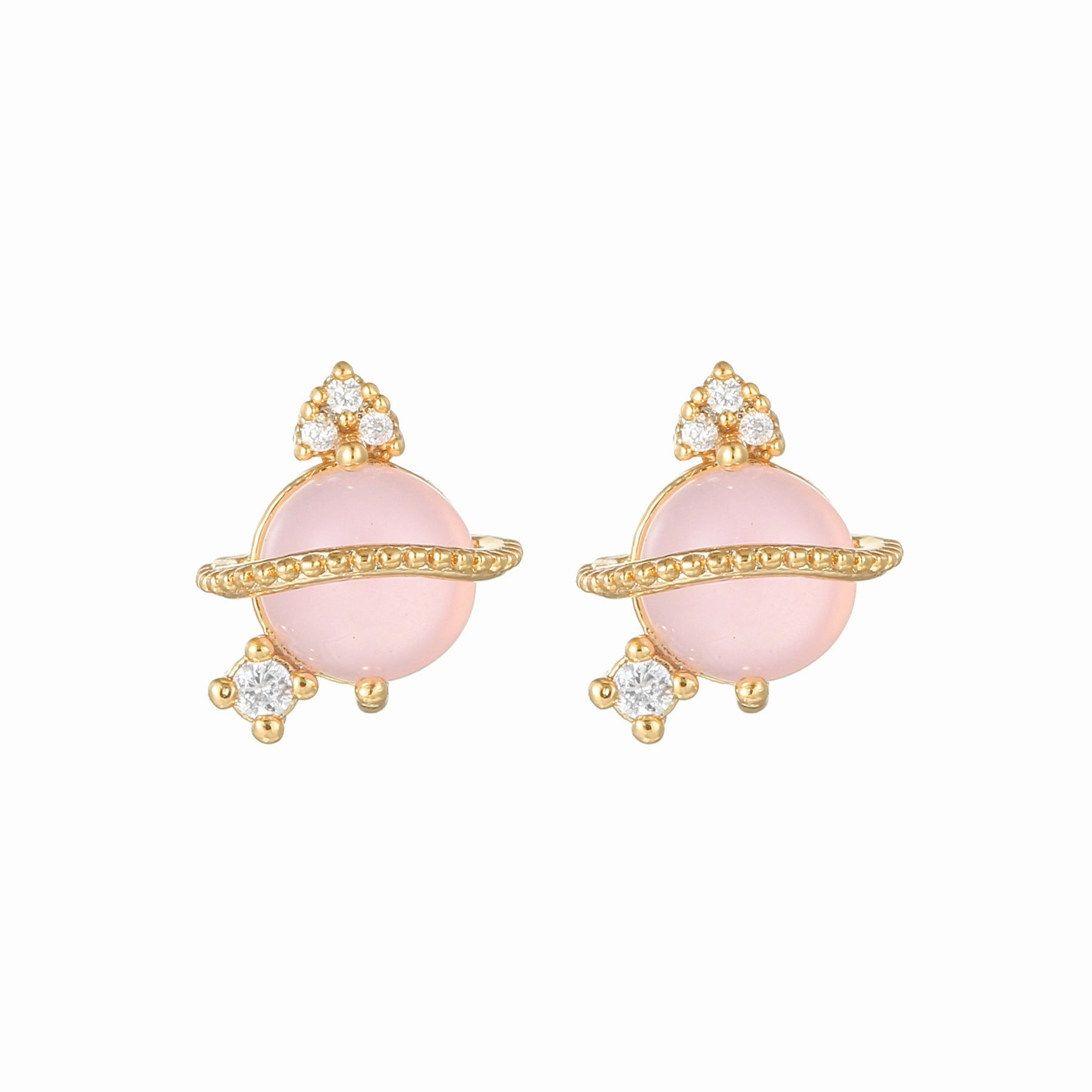 Wholesale Pink Zircon Heart 18k Earrings Copper