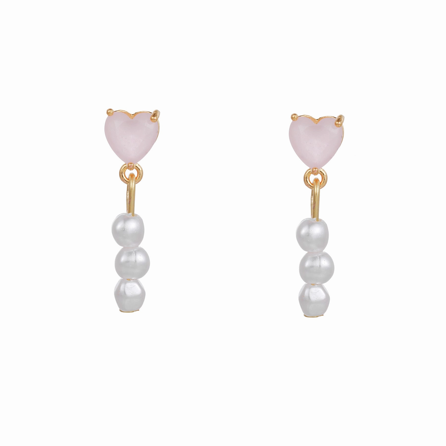 Wholesale Pink Zircon Heart 18k Earrings Copper