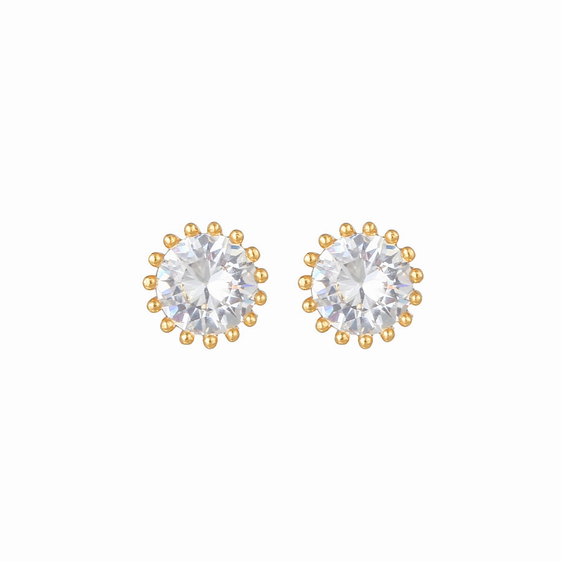 Wholesale Pink Zircon Heart 18k Earrings Copper