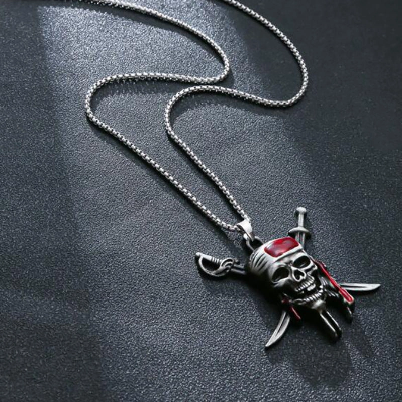 Wholesale Pirates of The Caribbean Captain Jack Sparrow Skull Punk Necklace