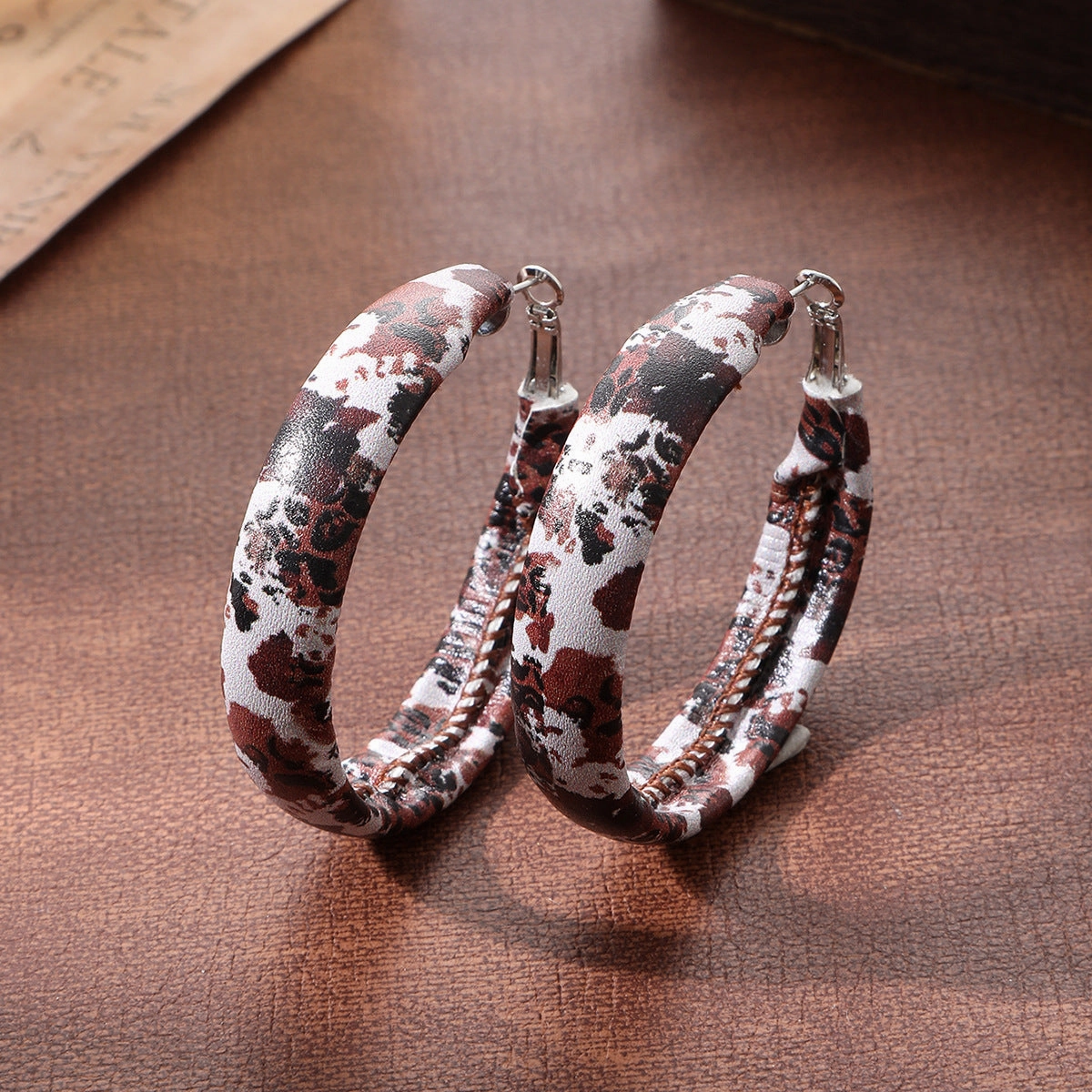 Wholesale Plaid Leopard Snowflake Leather Earrings
