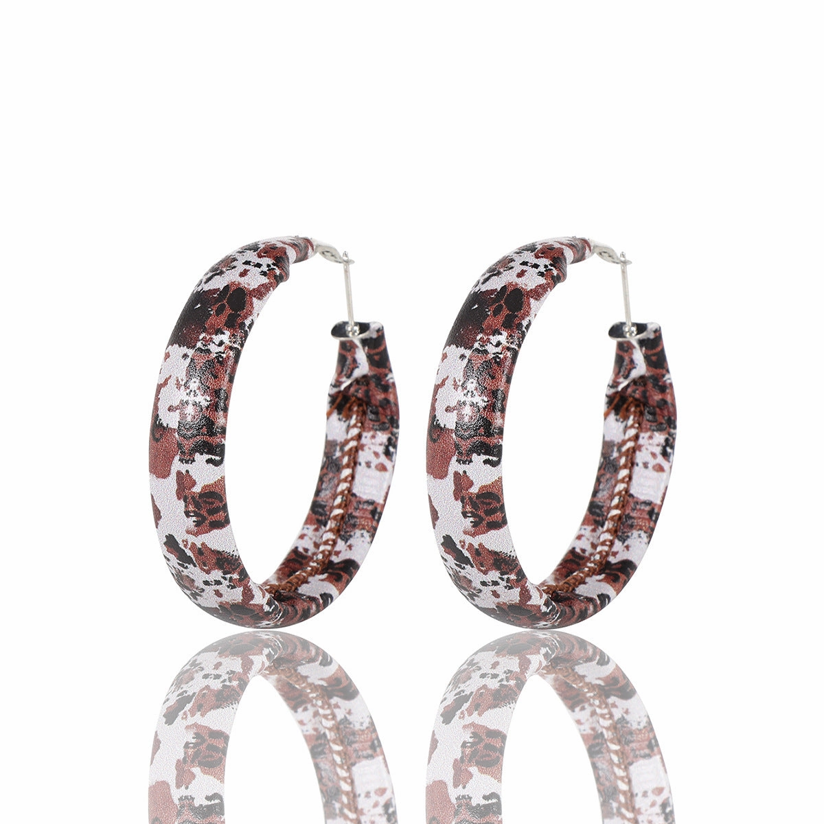Wholesale Plaid Leopard Snowflake Leather Earrings