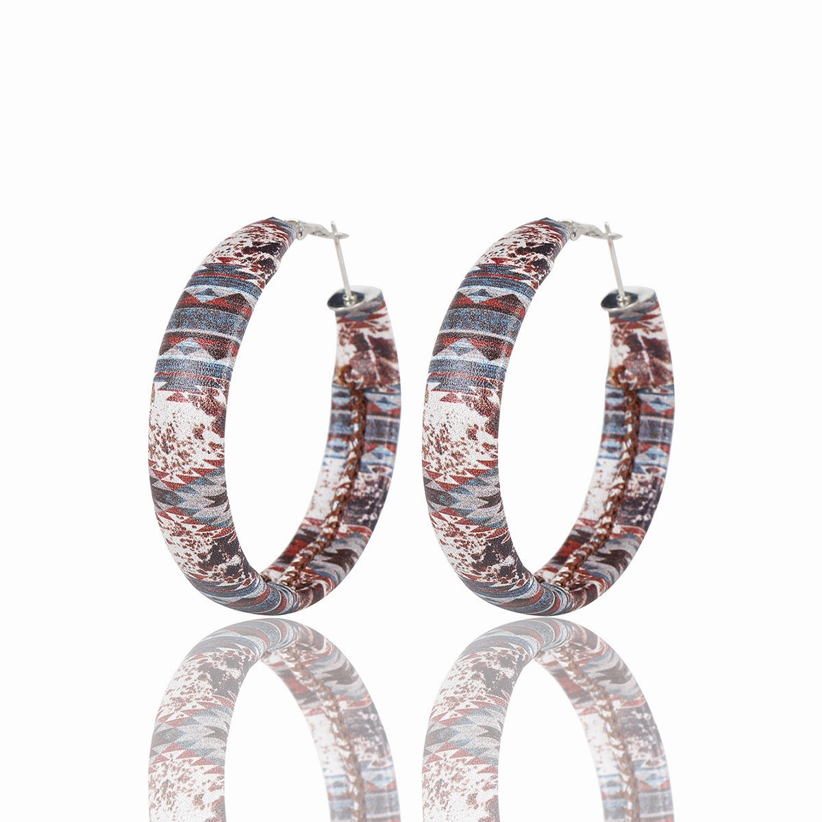 Wholesale Plaid Leopard Snowflake Leather Earrings