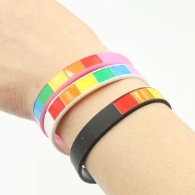 Wholesale Plaid Rainbow Couple Silicone Bracelet
