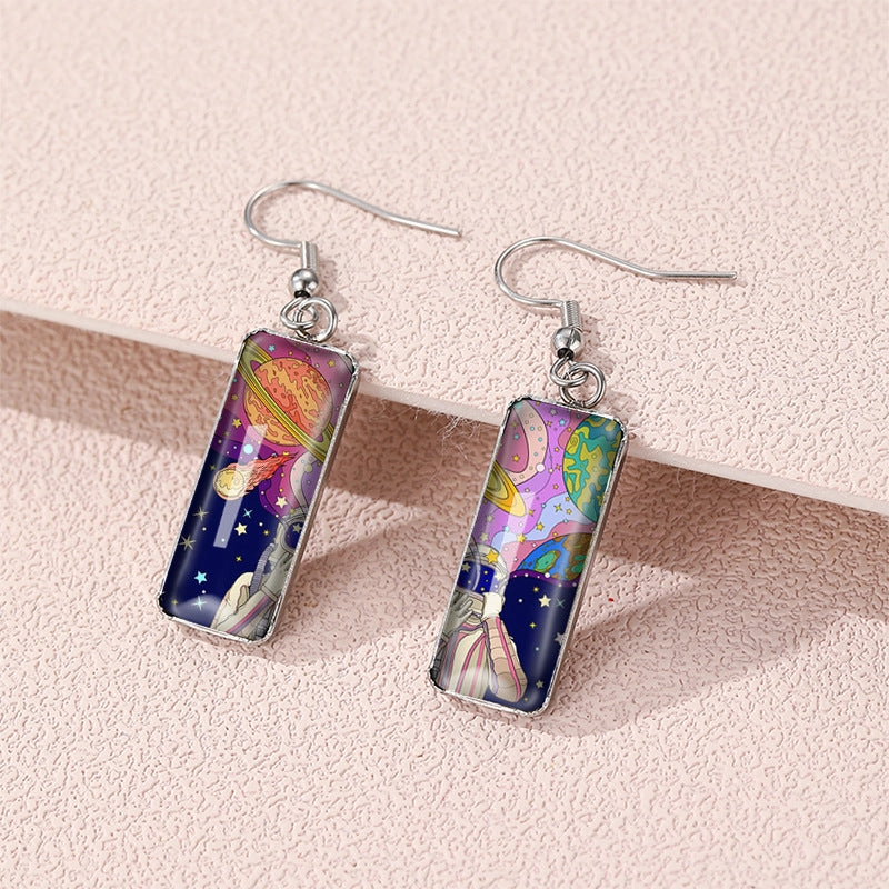 Wholesale Planet Universe Glass Earrings