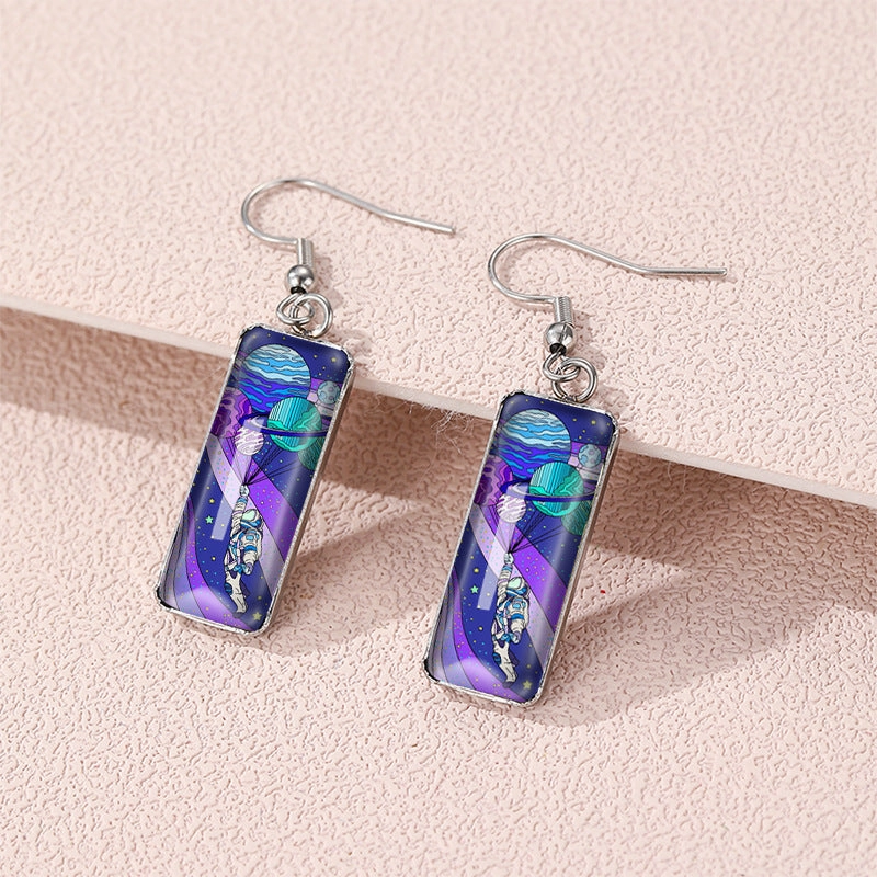Wholesale Planet Universe Glass Earrings