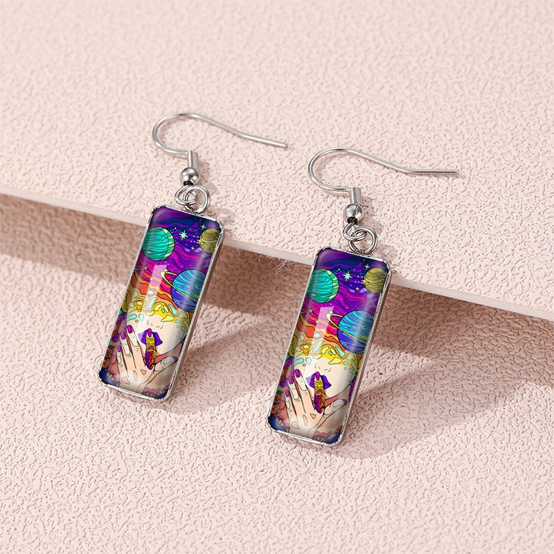 Wholesale Planet Universe Glass Earrings