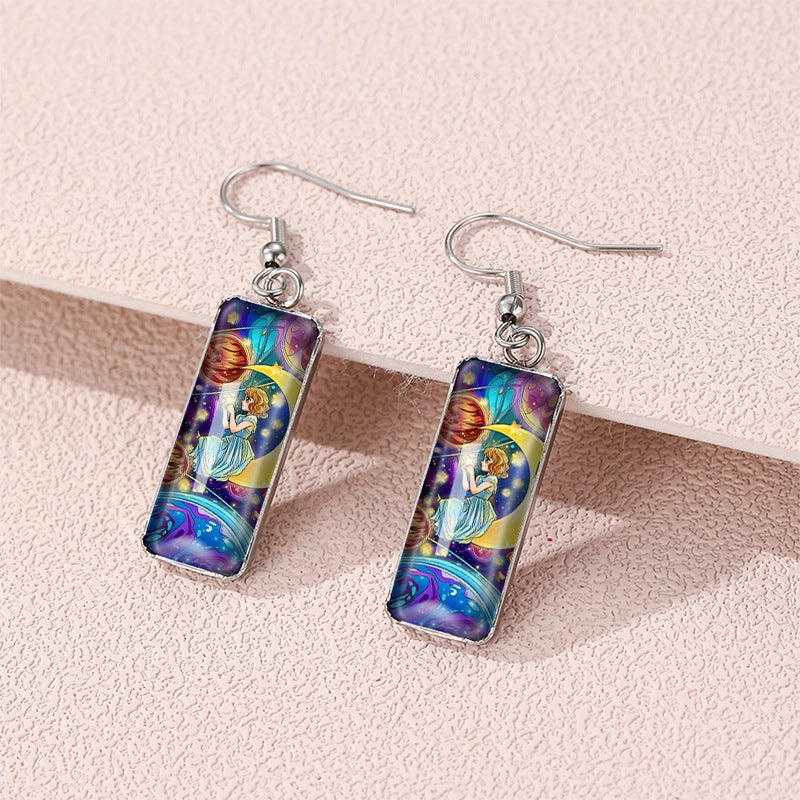 Wholesale Planet Universe Glass Earrings